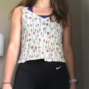 Urban Outfitters Arrow V-Neck White Tank Top